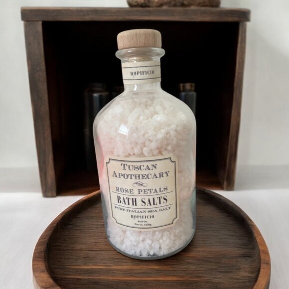 Hopificio Tuscan Apothecary Rose Petals Bath Salts 40.5 oz in Glass Bottle - Picture 1 of 1